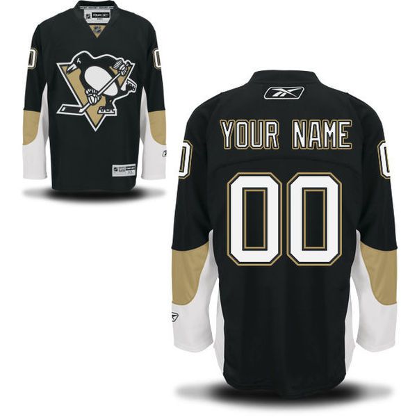 Reebok Pittsburgh Penguins Men Premier Home Custom NHL Jersey - Black->->Custom Jersey